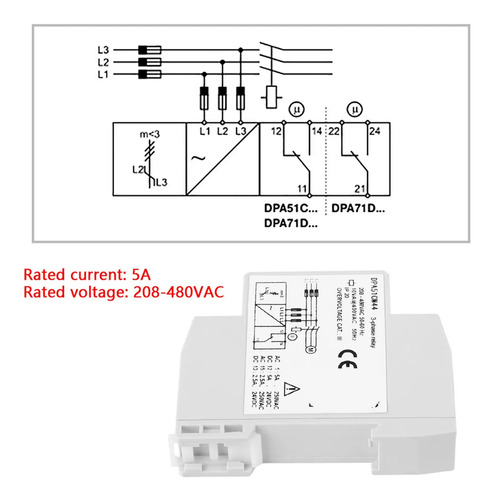 Relé de Monitoreo Trifásico 208-480VAC Protector de Secuencia de Fase