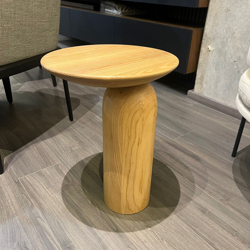 Mesa Lateral Redonda Moderna Minimalista De Madera Solida.