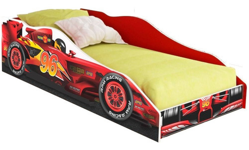 Cama Solteiro Carro Juvenil Quarto Temático Menino Menina Cor Vermelho