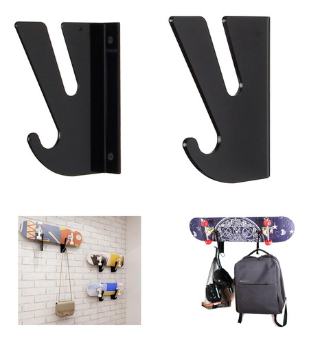 Estante De Montaje En Pared Para Monopatín, Negro