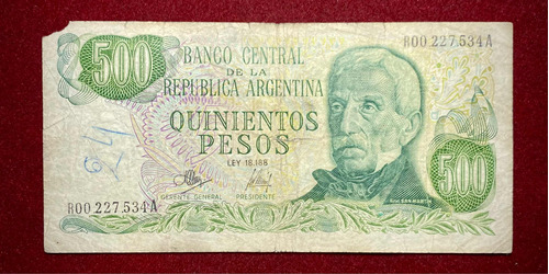 Billete 500 Pesos Ley Primer Reposición Bottero 2414 Rara