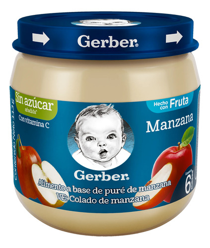 Compota Colado De Manzana Gerber Sin Azúcar 113gr 2 Unds