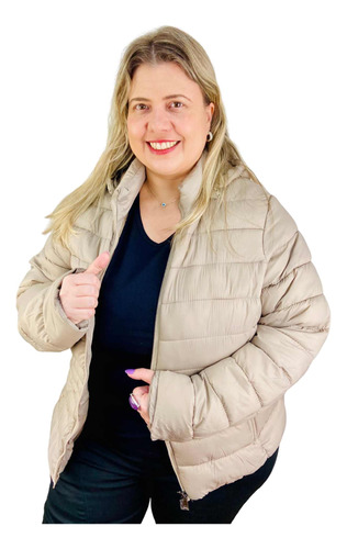 Jaqueta Fem Forrada Puffer Toca Removível Plus Size