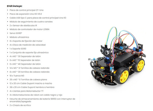 Kit Carro 4wd Robot Seguidor De Línea Y Evasor De Obstáculos