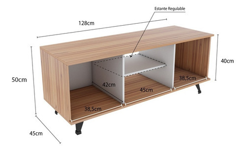 Mueble Para Tv Rack 3 Compartimientos 1 Estante Regulable Color Wengue