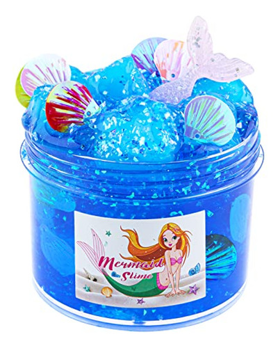 Crystal Slime, Blue Mermaid Clear Jelly Cube Glimmer Crujien