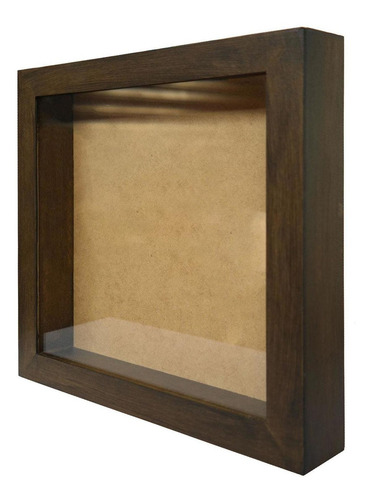 Moldura Caixa Alta 22x22cm Nogueira Com Vidro