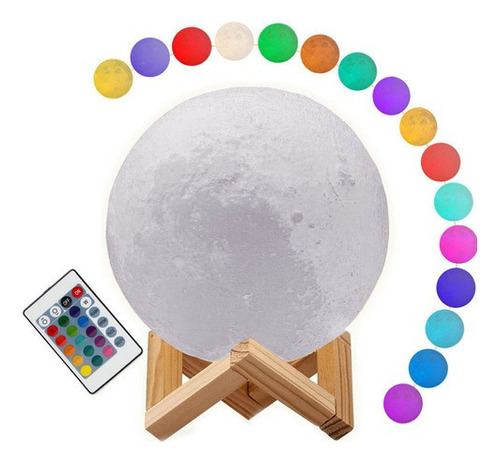 Luna 3d Touch Lámpara Multicolor 12cm Recargable Decoración