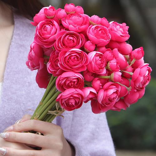 Peonías Flores Artificiales De Seda,24 Ramos De Peonías