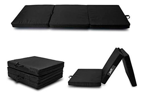 Puff Mx - Colchoneta Individual Plegable Y Portátil De Nylon Color Negro