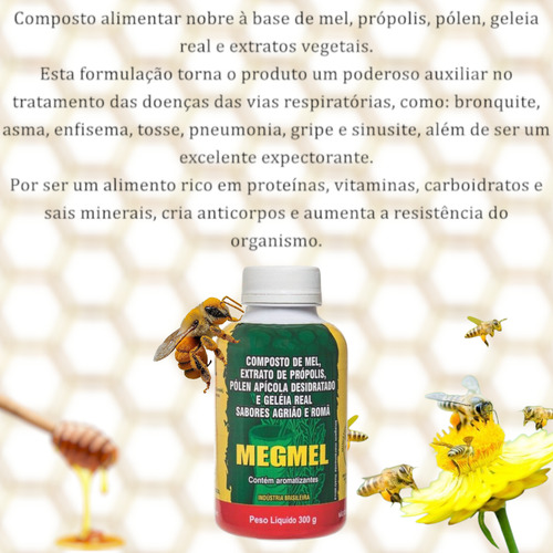 3 Megmel - Composto De Mel, Própolis, Pólen E Geleia Real