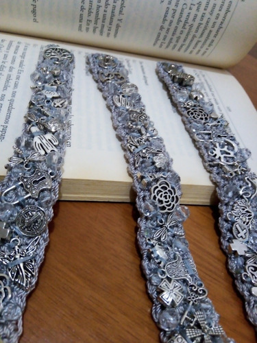 Brazalete Pulsera Crochet Dijes Y Cristales De La Suerte