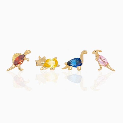 Mini Aros Dinosaurio Pack 4 Unidades Baño De Oro 18k 