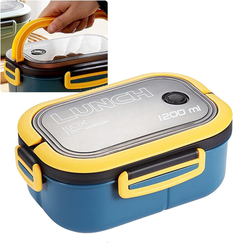 Wu Fiambrera Doble Capa Con Compartimentos Lonchera Bento
