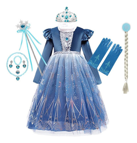 Vestido De Princesa Frozen Elsa Para Niña, Vestido De Reina