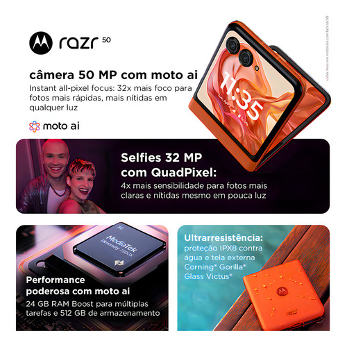 Motorola Razr 50 - Vainilla - Cuero vegano - Excelente (Reacondicionado)