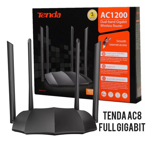 Router Doble Banda Ac1200 Rompemuro 4 Antenas X6dbi C/u Fibr