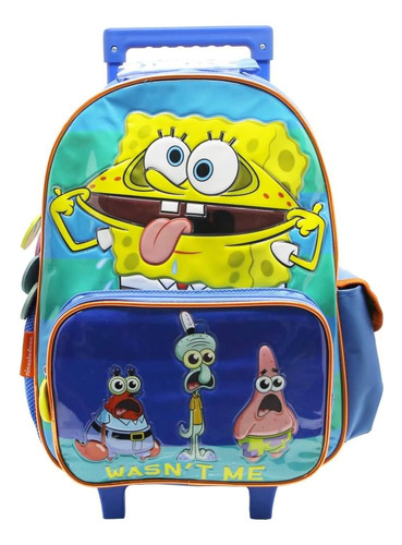 Mochila Carrito 16'' Escolar Bob Esponja Bj252 Casa Valente