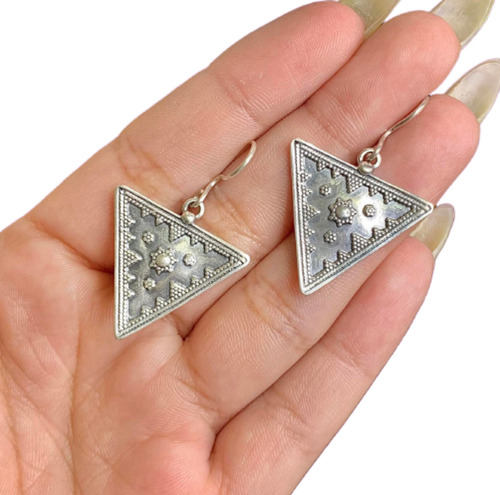 Aros Colgante Triangulos Bali Plata 925 Ar 317