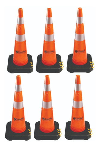 6unid Cono Vial Naranja Flexible 70cm Base Rigida Conoflex  