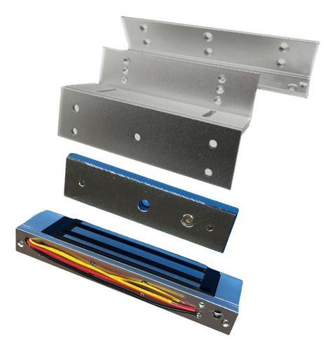 Kit De Cerradura Electromagnética Y Soporte Zl De 350kg Plata