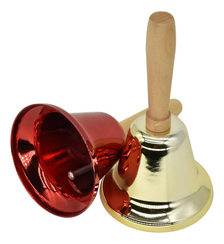 2 Pcs Campanas A Mano Bellas De Mano Fuerte Señal De Metal Y