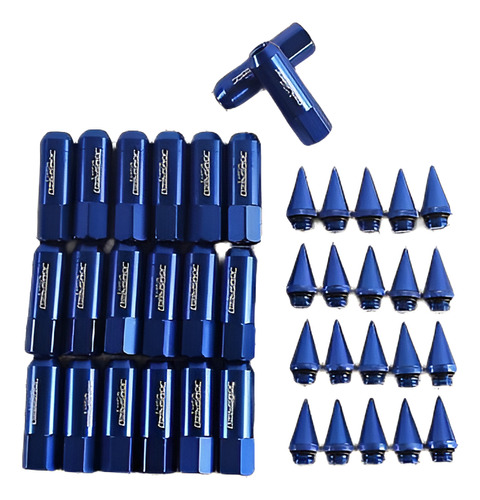 20pcs Azul M12x1.5 Cap Tacon Sintonizador Largo 60mm Alumini