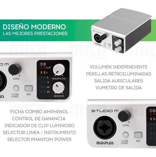 Midiplus Studio M Placa De Audio Externa Usb 24 Bit 192 Khz