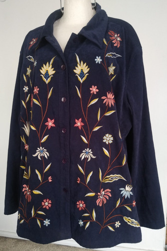 Saco Azul Marino Diseño Floral Talla-3x  Susan Graver  St417