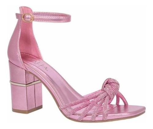 Sandalia De Vestir De Dama Thalia Sodi W117 En Rosa Metalico