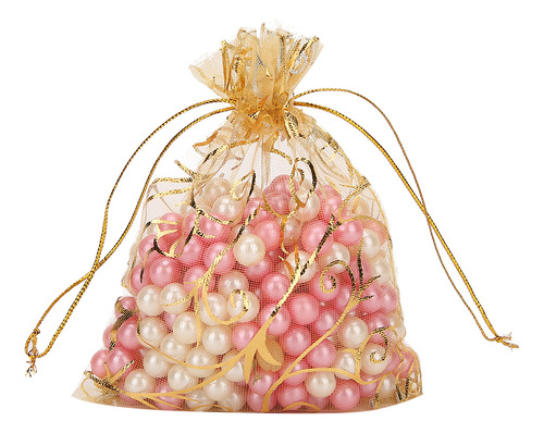 Bolsa De Organza Con Cordón, 100 Unidades, 9 X 12 Cm, Multiu