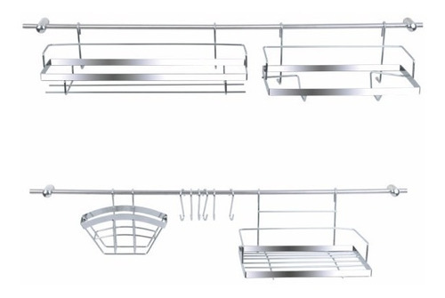 Set Organizador Cocina Barral Colgar Completo 16 Piezas Crom