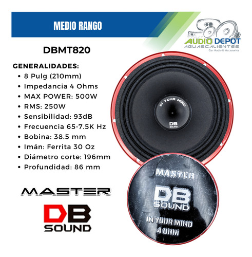 Par De Medios Rangos 8 PuLG 500w Max Db Sound Master Dbmt820