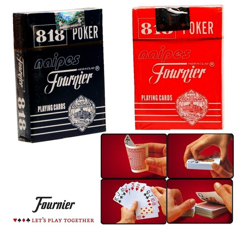 Imagen 1 de 3 de Mazos Juego De 55 Cartas Fournier Poker 818 Azul Y Roja K3
