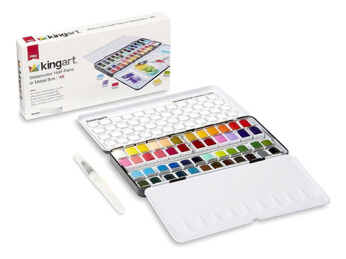 Set De 48 Colores Vibrantes, Caja De Lata Con Pincel 48 Colores Vibrantes