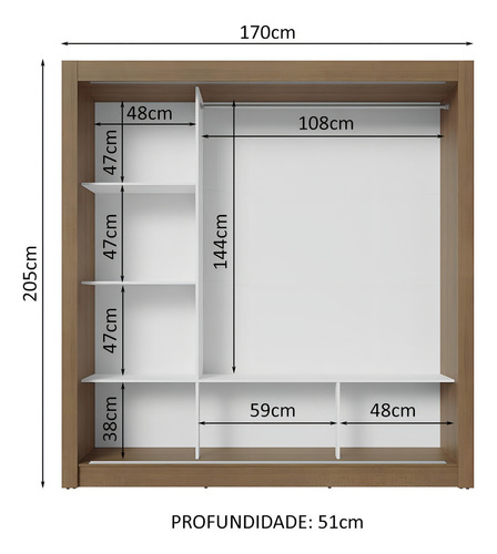 Guarda-roupa Casal 3 Portas De Correr Nobre Madesa Cor Rustic