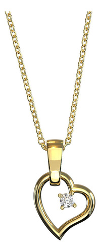 Collar Corazon Con Cristal Europeo Baño De Oro 14k