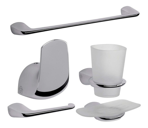 Kit De Accesorios Para Baño Fv Epuyen Cromado Vidrio *