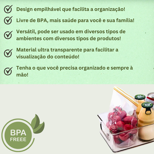 Organizador Geladeira Multiuso Armários Gavetas Kit Com 6 Cor Transparente