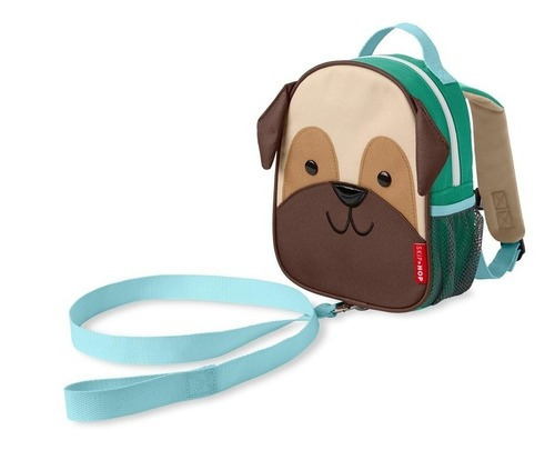 Mini Mochila Zoo Cachorro Pug Com Alça De Segurança Skip Hop Cor Verde