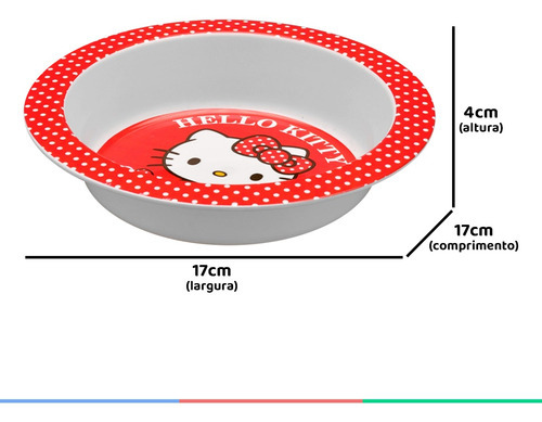 Prato Alimentação Bowl Infantil 450ml Hello Kitty Vermelho