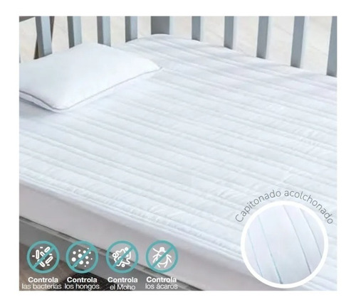 Protector De Colchón Para Cama Cuna Corral Vialifresh Color Blanco