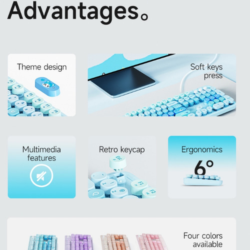 Teclado Membran Hoco K9, Motif Beruang Love, Design Retro Teclado Milk Tea Idioma Milk Tea