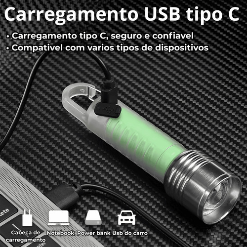 Lanterna 8 Modos De Luz Led E Uv Prova D'água Mergulho Caça
