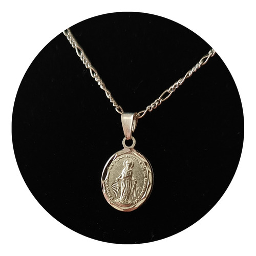 Medalla Virgen María Con Cadena Plata Enchapada