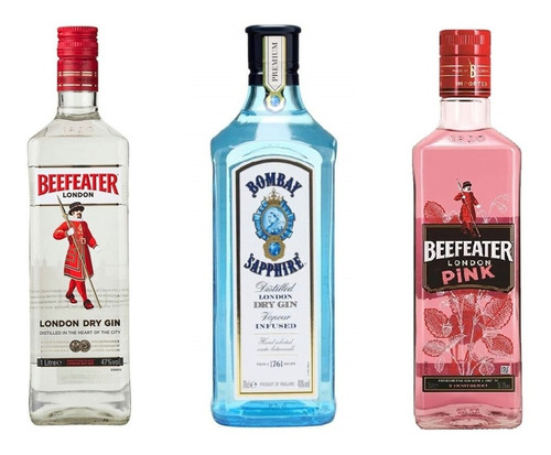 Trio De Gin : Beefater London Dry + Bombay + Beefeater Pink