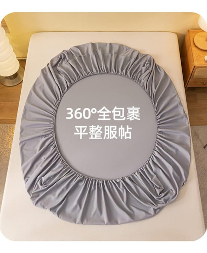1 Pz Sábana 180x200cm Ajustable Algodón Transpirable Lisa Color Gris