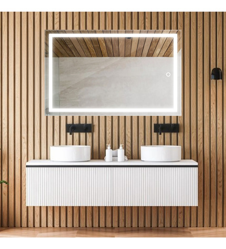 Espelho Retangular Grande Com Led Jateado 100x110 Cm