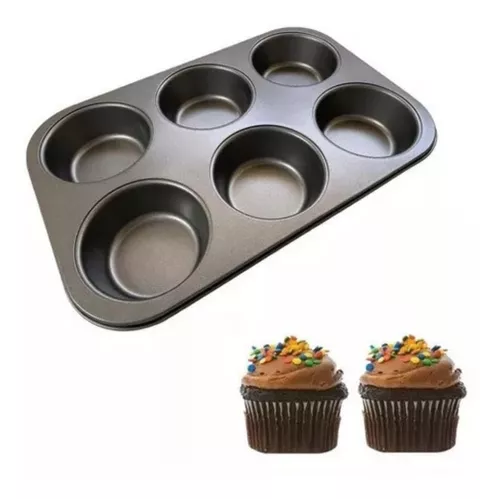 Molde Muffins Cupcakes Fuente Antiadherente X6 Repostería Color Gris