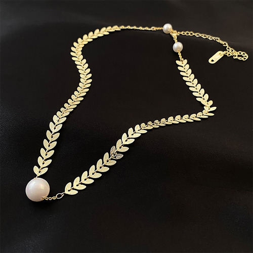 Collar De Hoja De Perla De Imitación